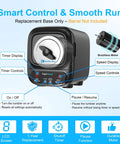 Replacement Rock Tumbler Base For K2 Elite, Plug And Play, Quiet Operation with brushless motor, product features displayed