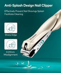 Close-up of Anti-Splash Design nail clipper from Three Piece Nail Clipper Set With Anti Splash Fingernail Clippers And Ear Pick Stainless Steel Nail Cutter Kit For Men And Women Includes Straight Edge And Oblique Edge Clippers Plus Leather Case Pro Grade Quality, showing sharp edge and 0.01mm misalignment.