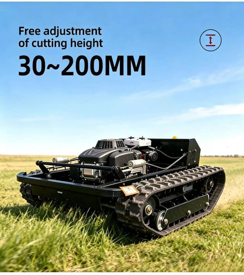 Beast Remote Track Mower For Sloped Terrain With 800mm Cut And 30 To 200mm Stubble, 680m Range on grassy field