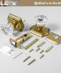 Interior Glass Door Knobs With Privacy Lock, Old School Vintage Crystal Hardware In Antique Brass Finish For Bedroom And Bathroom, Push Button Inside Lock, Keyless Outside Access, 1 Pack, with included mounting hardware.