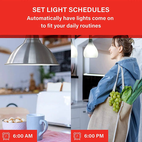 No Hub Smart Light Bulb For Google Home Control, kitchen lighting schedule automation, morning and evening scenes