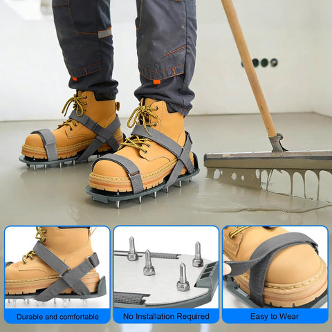 Epoxy Floor Spiked Shoes For Garage Fully Assembled Gunite Shoes With Three Quarter Inch Short Spikes used on wet floor