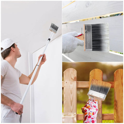 5 Inch Deck Stain And Sealer Block Brush For Wood And Masonry, Pro Grade Heavy Duty Large Fence Stain Brush For Brick And Concrete Walls