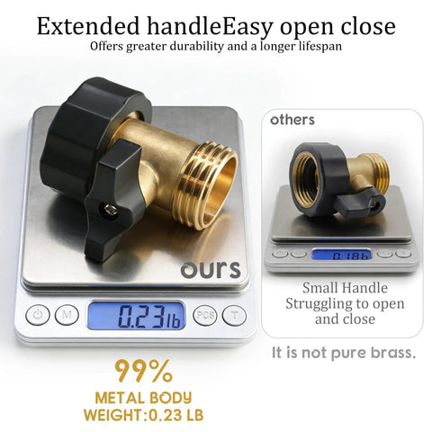 Built Tough Three Quarter Inch Garden Hose Shut Off Valve Set With Ergonomic Handle Solid Brass Construction on scale