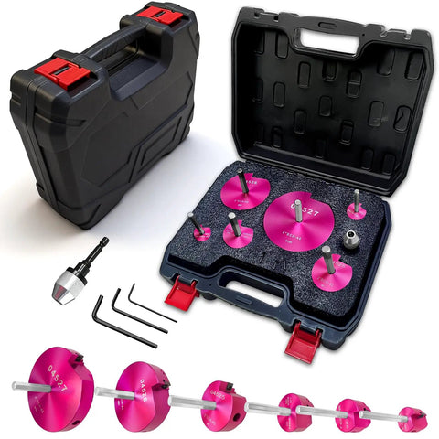 PVC Pipe Reamer Kit With Carbide Blades, 6 Pack For Plastic Pipe Fittings, includes CNC aluminum heads and case