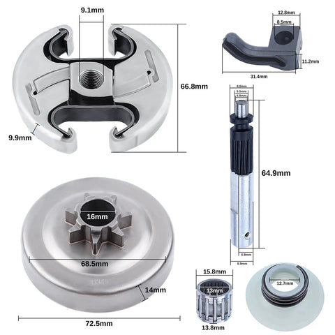 325 7-Tooth Clutch Drum Kit For Husqvarna And Jonsered Chainsaws, 8-piece set with needle bearing, oil pump, worm gear parts