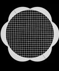 10pcs Shower Drain Hair Catcher Mesh Stickers, Square, floral-shaped, white mesh grate for trapping hair and debris.