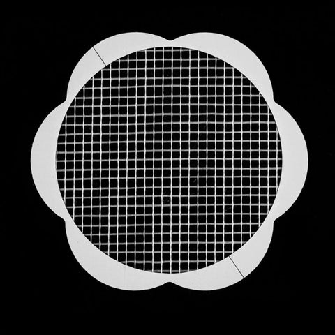 10pcs Shower Drain Hair Catcher Mesh Stickers, Square, floral-shaped, white mesh grate for trapping hair and debris.
