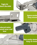 Silent Self Closing Pivot Hinges For Cabinets Smooth As Butter Damper Hardware Zero Slamming close-up of steel hinge features.