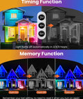 25W RGB RGBW Wall Wash Lights Outdoor IP66 Waterproof LED Stage Light Bar 4 Pack showcasing timing and memory functions on house