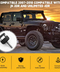 Black Jeep beside Quick Release Thumb Screw Jeep Hard Top Fastener Kit For Wrangler JK 2007 To 2018, JL 2018 To 2022 And Gladiator JT