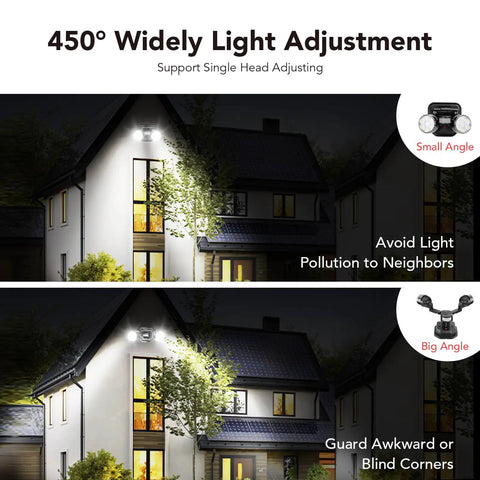Tough As Nails Adjustable Dual Head Hardwired LED Flood Light With Smart Motion Sensor For Rugged Outdoor Security Providing Straight Up 5000K Daylight Clarity And Smooth IP65 Waterproof Protection