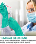 Heavy Duty 15 Mil Nitrile Gloves Twenty Pairs Pack Chemical Resistant X Large used in lab for handling chemicals.