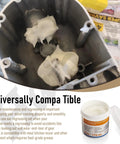 6 Oz Food Grade Grease For Kitchen Stand Mixers Pro Grade Lubricant For Regular Maintenance And Gear Wear Reduction, Compatible With Gasket Seals And Common Mixer Parts, One Can. opened mixer gear housing with white grease
