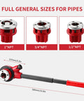 Ratchet Pipe Threader Kit With Three Dies One Half Inch Three Quarter Inch One Inch NPT And Storage Case Portable Plumbing Tool