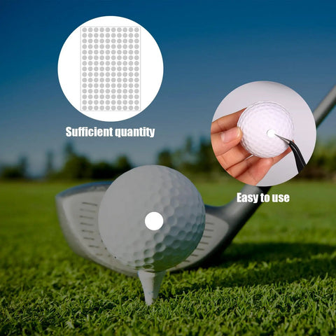300 Pack White Reflective Dot Stickers For Golf Balls And Clubs, Tiny 0.65 Cm Dots For Launch Monitors, displayed on golf ball