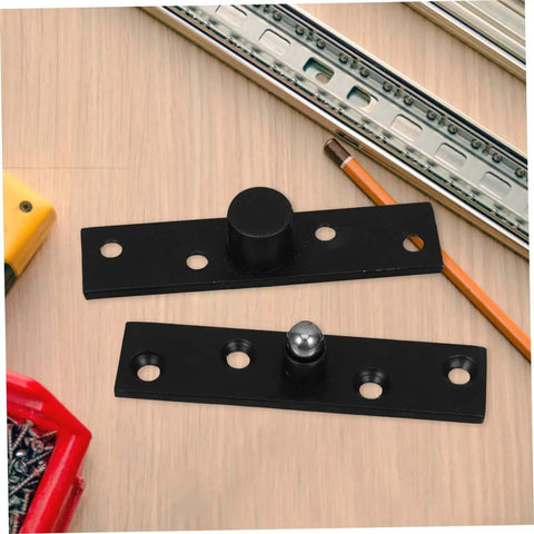 Heavy Duty Hidden Door Hinge Kit With Concealed Pivot for Secret Bookshelf Doors in Black Finish on wooden surface