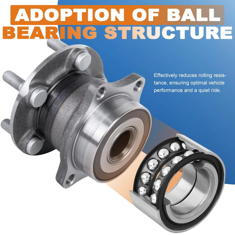 Rear Wheel Hub Bearing Assembly Two Pack Drop In Bolt On Fits 2009 2013 Subaru Forester 2010 2014 Outback internal view
