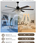 Bella Depot 65" Crystal Fandelier Low Profile Ceiling Fan with Light showing summer and winter modes in a stylish living room.