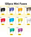 Must Have 120 Piece Car Fuse Kit With Quick Blow Mini Blade Fuses In 2A 3A 5A 7.5A 10A 15A 20A 25A 30A 35A For Cars RVs