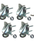 Beefy Heavy Duty Leveler Legs With Lock Nuts Built Like A Tank Adjustable Leveling Feet For Furniture Cabinets And Workbench 96 Pack, showing four steel levelers and nuts.