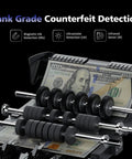 Money Counter Machine For Mixed Denominations With Dual Display And Counterfeit Detection Using UV IR MG And DD showing bank-grade detection features