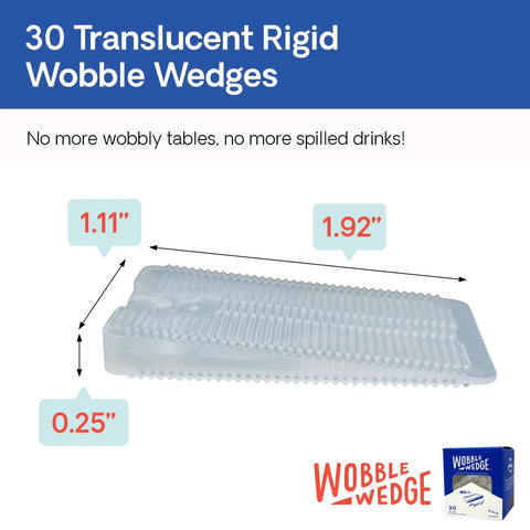 Heavy Duty Leveling Shims for Furniture and Appliances, Transparent Rigid Plastic Wedges, 1.11 x 1.92 inches, 30 Pack