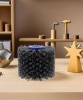 Wakauto Abrasive Nylon Fiber Polishing Wheel Brush For Wood Doors And Furniture With 60 Grit drawing structure on a wooden surface.