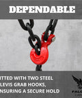Quarter Inch By Ten Foot Grade 80 Transport Binder Chain With Two Clevis Grab Hooks For Tie Down And Towing Heavy Duty 3500 Lbs WLL