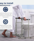 Toilet Safety Frame With Freestanding Grab Bar For Bathroom, Sturdy Aluminum Rail For Stability, Supports Up To 300 Pounds