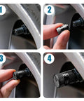 "Step-by-step installation of Premium Anodized Alloy Tire Valve Stem Caps, 5 Pack, Corrosion Resistant and Rust Proof, Black"