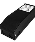 Dimmable LED Driver Transformer 150W 110V AC to 12V DC Power Supply, black casing, view of top label and connectors