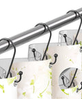 Double Shower Curtain Hooks For Curtain And Liner, Rustproof Metal Rings With Smooth Glide, No Snag No Drop Design on shower rod