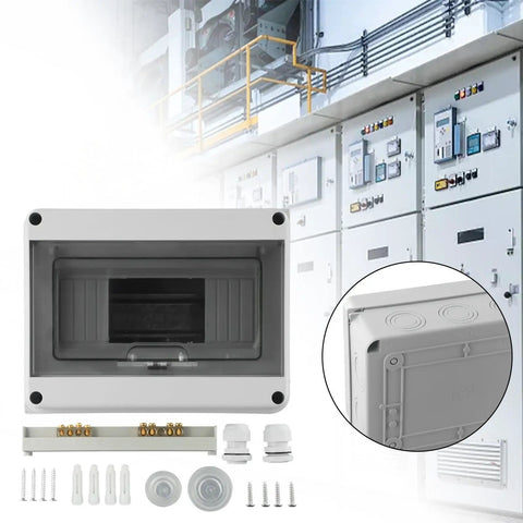Dang Tough Surface Mounted Distribution Box With Eight Circuit Slots Hella Weatherproof Ip65 Rating Heavy Duty Abs Housing For Indoor And Outdoor Electrical Jobs No Sweat Pre Drilled Wall Mounting Kit with accessories.