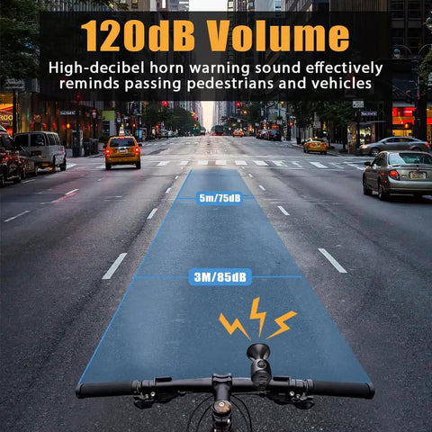 Rugged 120dB Electric Bike Horn For Adults And Kids Waterproof IPX4 Bicycle Bell With 300mAh Battery Easy Install Long Lasting Power Blue Environment Friendly Loud As Heck Noise Alert For Commuters And Families