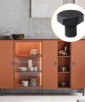 Cabinet with installed Six Piece Aluminum Hex Knob Set For Cabinets Black Brushed Finish With Single Hole Drawer Handles For Kitchen Cabinets