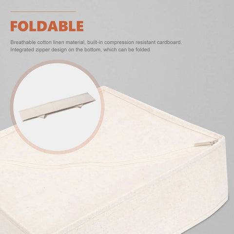 Foldable Beige Closet Storage Basket Straighten Your Space Fast Soft Polyester Cotton Linen Drawer Organizer For Socks Undies And Ties Keep The Mess Low Key Neat with integrated zipper design.