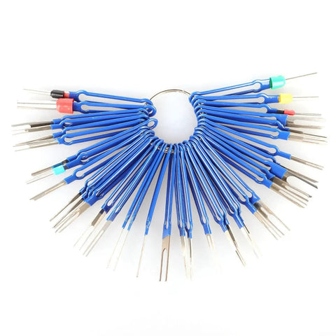 36 Piece Terminal Removal Tool Kit For Automotive And Household Electronics, wire pin extractors on ring.