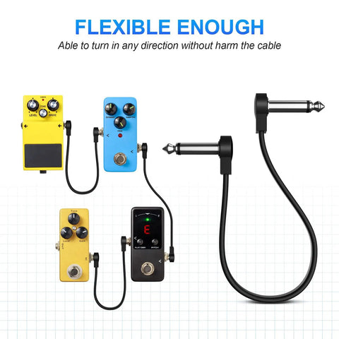 Six Pack 6 Inch Right Angle Flat Guitar Patch Cables Space Saving Low Profile Pedalboard Cables with pedals