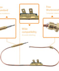 Propane heater thermocouple, 18-inch copper wire with brass fittings and mounting clip.