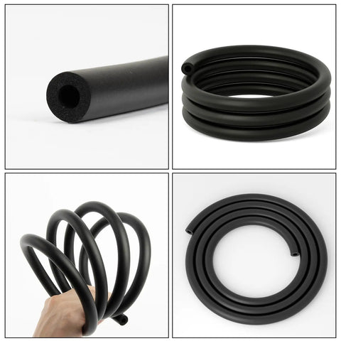 Internal Housing Damper Foam Sleeve For Bicycle Cables 63 Inch 6mm Foam Tube 1.6M No More Cable Rattle, coiled and uncoiled views.