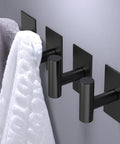 Heavy Duty Adhesive Wall Towel Hooks Waterproof No Drill Mount For Kitchen Bathroom Closet Black 4 Pack Ideal For Towels Coats