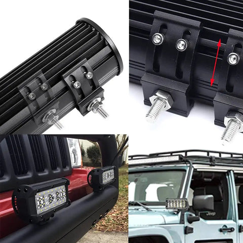 Bottom Mounted LED Light Bar Brackets Kit 2 Pack Adjustable Universal Slide Base Mounts For LED Pods And Work Light Bars Rugged Heavy Duty