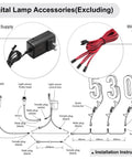 Diagram of 8 Inch LED House Numbers Set 12V DC Low Voltage Address Numbers wiring and installation details