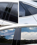 B pillar window trim molding set for Jeep Cherokee 2014–2022, 6 pieces, black finish.