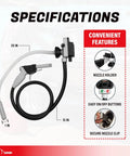 Badass Heavy Duty Cordless Liquid Transfer Pump Four GPM High Flow Battery Operated Fluid Pump nozzle, 25in and 51in hoses with holder.