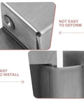 Close-up of concealed adjustable 5 inch silver door hinge for wooden cabinets and secret bookcases, highlighting easy install features.