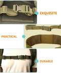 2 Pack Adjustable Backpack Straps With Retractable Buckles For Outdoor Travel Hiking Camping And Jogging Gear Heavy Duty Nylon Quick Dry Easy Replacement Army Green shown in close-ups and on a model.