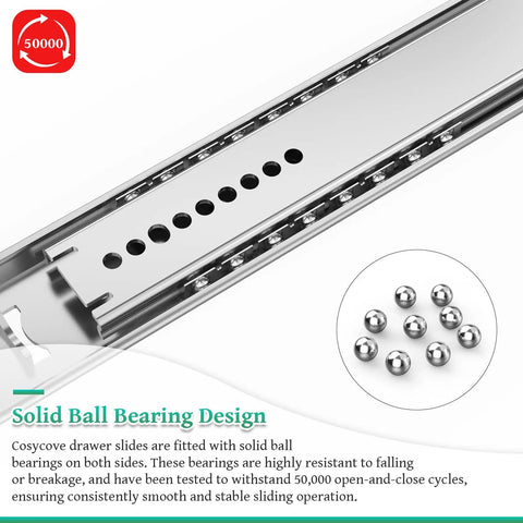 Heavy Duty 14 Inch Drawer Slides Set, Six Pack Center Mount, Bottom Mount And Undermount Options, Three Quarter Extension Rails For Dresser Cabinet And Furniture Upgrade, steel ball bearing slide