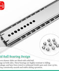 Close-up of Two Pack 22 Inch Drawer Slides Center Mount Heavy Duty Cabinet Rails with ball bearing system for smooth operation.